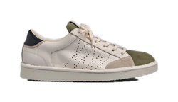 SCARPA ALLACCIATA P01 UOMO IN PELLE E SUEDE IVORY-MILITARY OLIVE